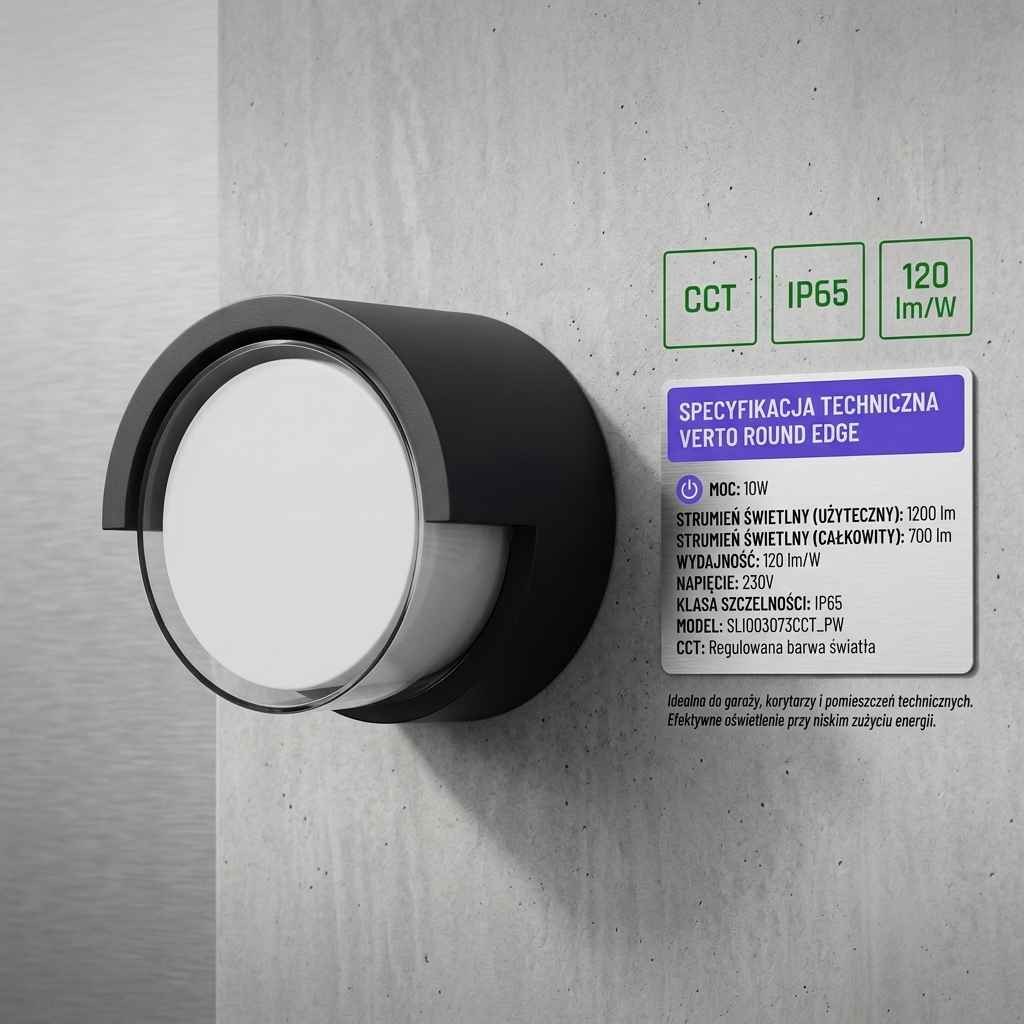 Oprawa LED 10W SLI003073CCT_PW Spectrum LED - detal czarnej obudowy, widok z boku